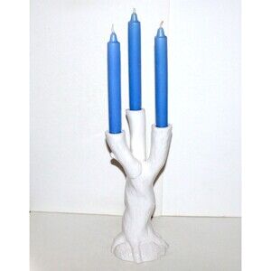 Roscher Candle Holder Nature’s Nest Collection 3 branch tree white stoneware